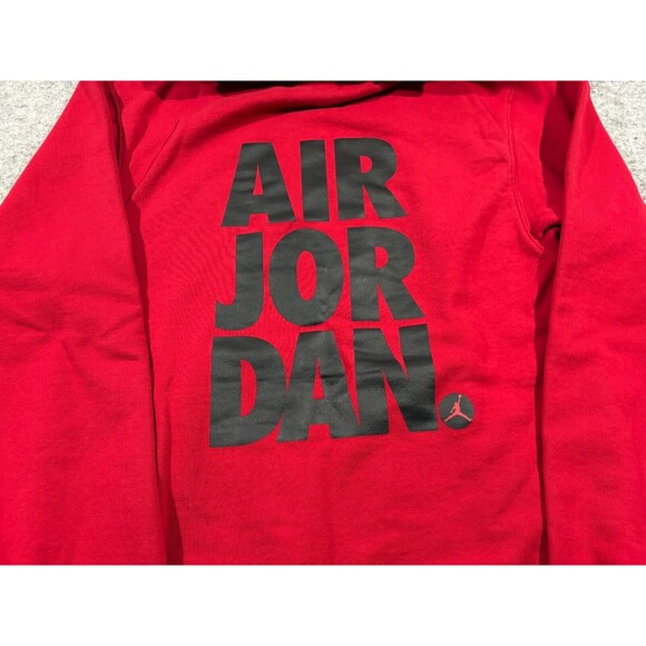 Jordan Jumpman Graphic Print Fleece Pullover Hoodie Red Mens Sweatshirt Sz XS - Picture 9 of 9